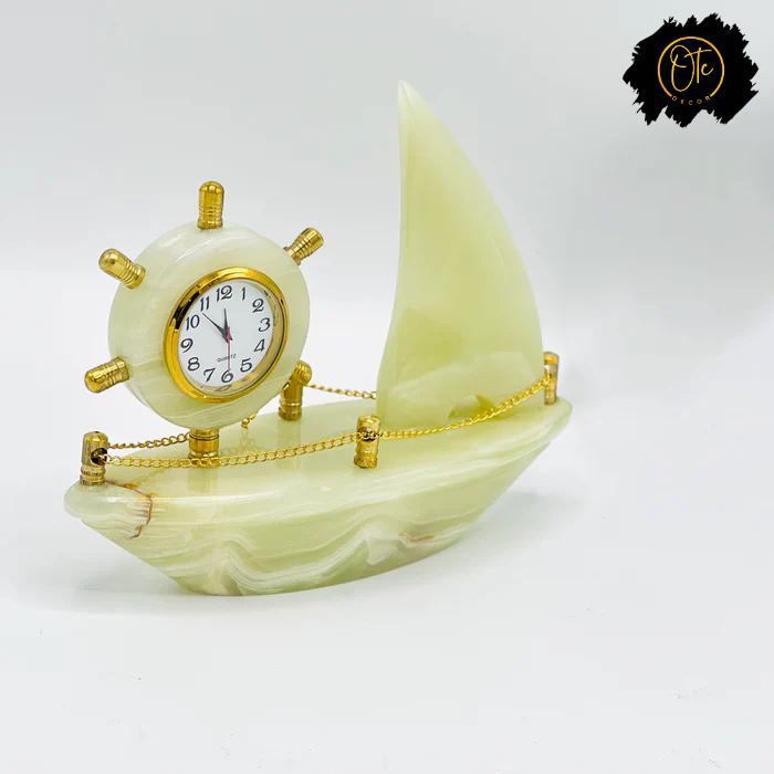 Marble Sailboat Clock – Elegant Nautical-Themed Timepiece for Home or Office Decor