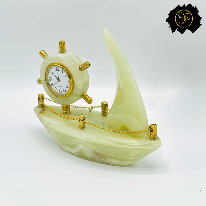 Marble Sailboat Clock – Elegant Nautical-Themed Timepiece for Home or Office Decor