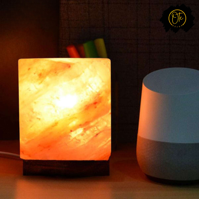 Handcrafted Himalayan Cube-Shaped Salt Lamp – Natural Glow & Wellness