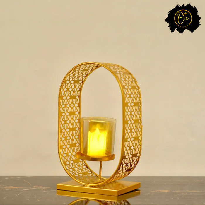 Arabic-Inspired Exotic Golden Candle Holder OTC