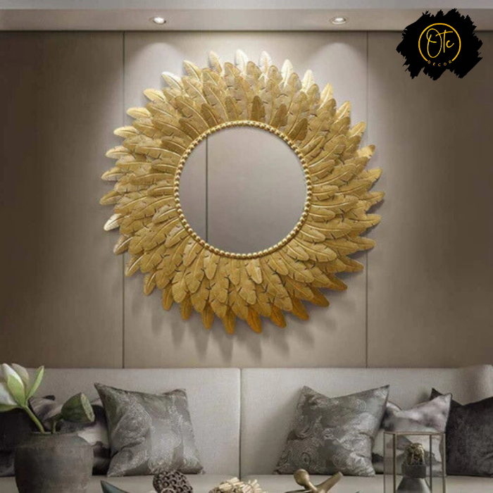 Exclusive Metal Leaf Mirror Wall Decor OTC