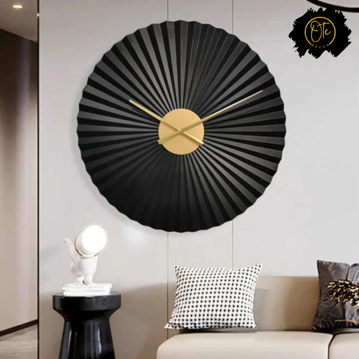 Black and Golden Metal Wall Clock OTC