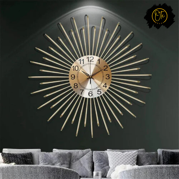 Geometric Stripes Gold Wall Clock OTC