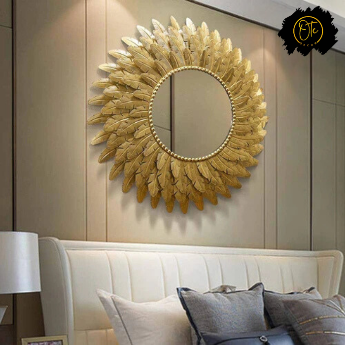 Exclusive Metal Leaf Mirror Wall Decor OTC