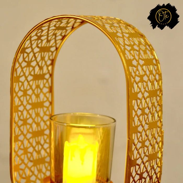 Arabic-Inspired Exotic Golden Candle Holder OTC