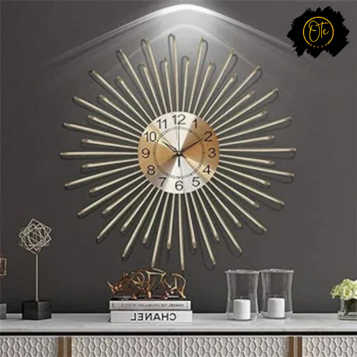 Geometric Stripes Gold Wall Clock OTC