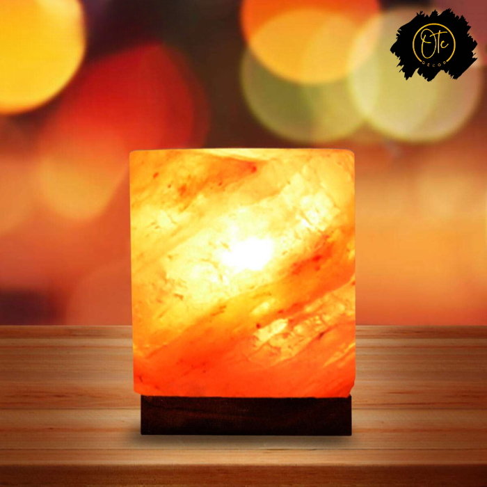 Handcrafted Himalayan Cube-Shaped Salt Lamp – Natural Glow & Wellness