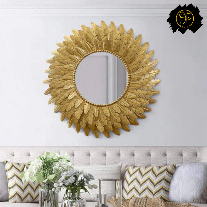 Exclusive Metal Leaf Mirror Wall Decor OTC