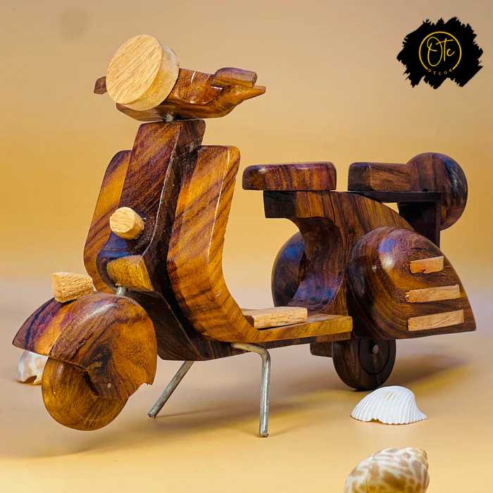 Handcrafted Wooden Scooter Ornament – Vintage Table Décor Piece