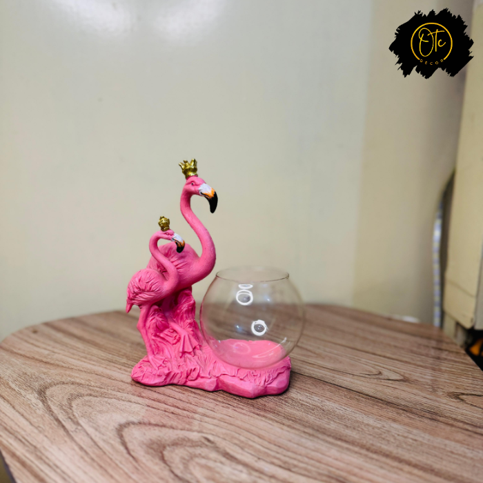 Elegant Flamingo Candle Holder Stand – Decorative Tabletop Accent