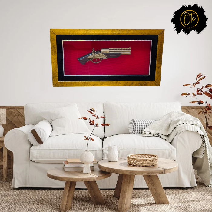 Exquisite Framed Antique Pistol Display – Luxury Wall Art for Sophisticated Interiors