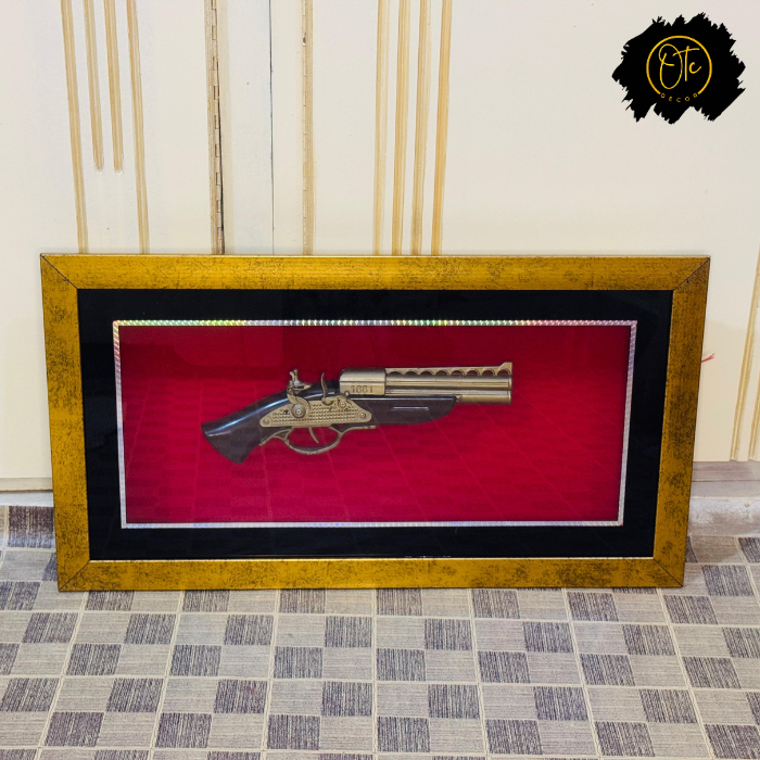 Exquisite Framed Antique Pistol Display – Luxury Wall Art for Sophisticated Interiors