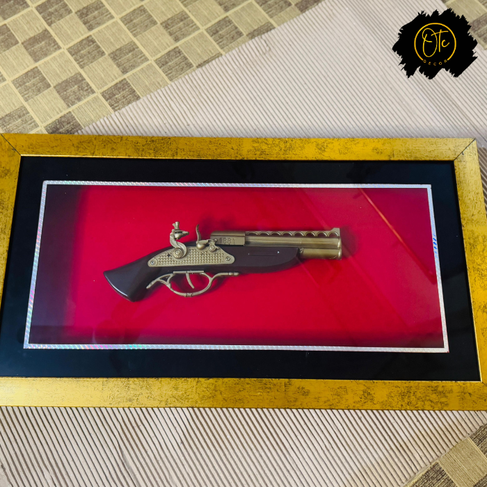 Exquisite Framed Antique Pistol Display – Luxury Wall Art for Sophisticated Interiors