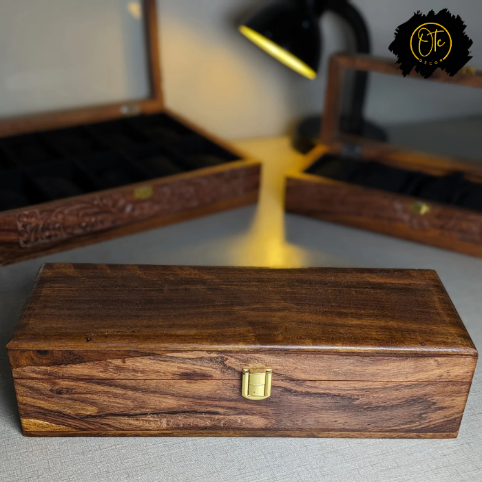Handcrafted Wooden Watch Organizer Box – Holds 5 Watches | Premium Watch Storage Case