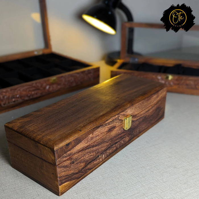 Handcrafted Wooden Watch Organizer Box – Holds 5 Watches | Premium Watch Storage Case