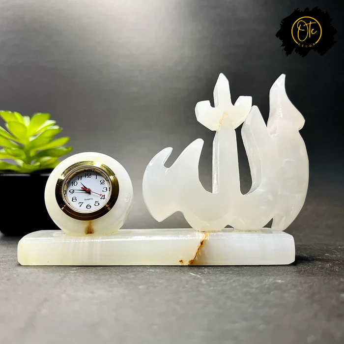 Marble Allah Table Clock with Elegant Design