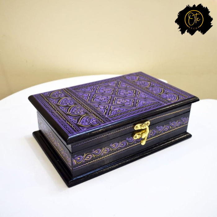 Handcrafted Rectangular Jewelry Box – Elegant Wooden Keepsake with Velvet Interior