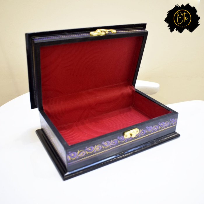 Handcrafted Rectangular Jewelry Box – Elegant Wooden Keepsake with Velvet Interior