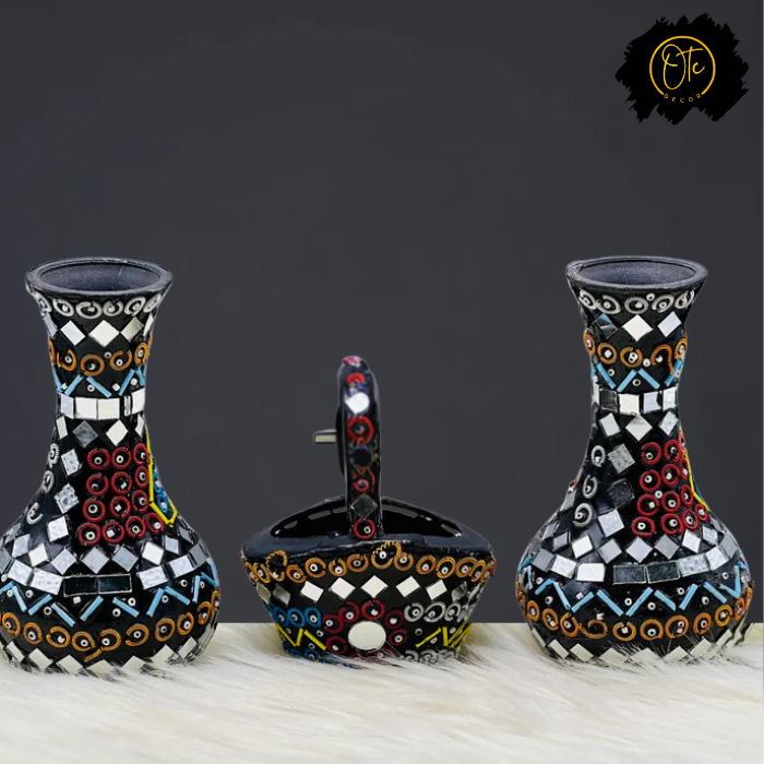 Mirror Beads Oriental Vase Basket Set My Store