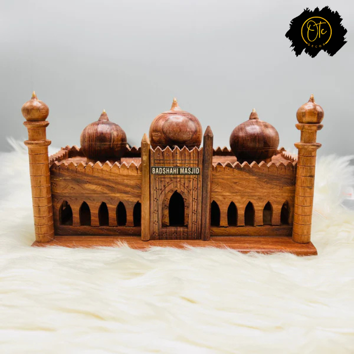 Handcrafted Wooden Badshahi Mosque Replica – Elegant Decor Set