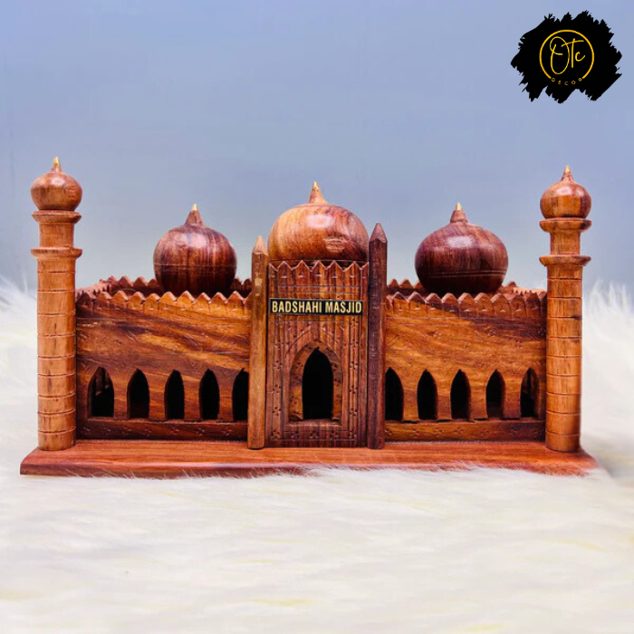 Handcrafted Wooden Badshahi Mosque Replica – Elegant Decor Set