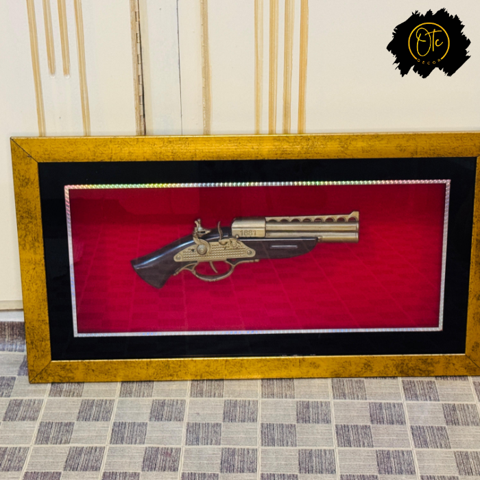 Exquisite Framed Antique Pistol Display – Luxury Wall Art for Sophisticated Interiors