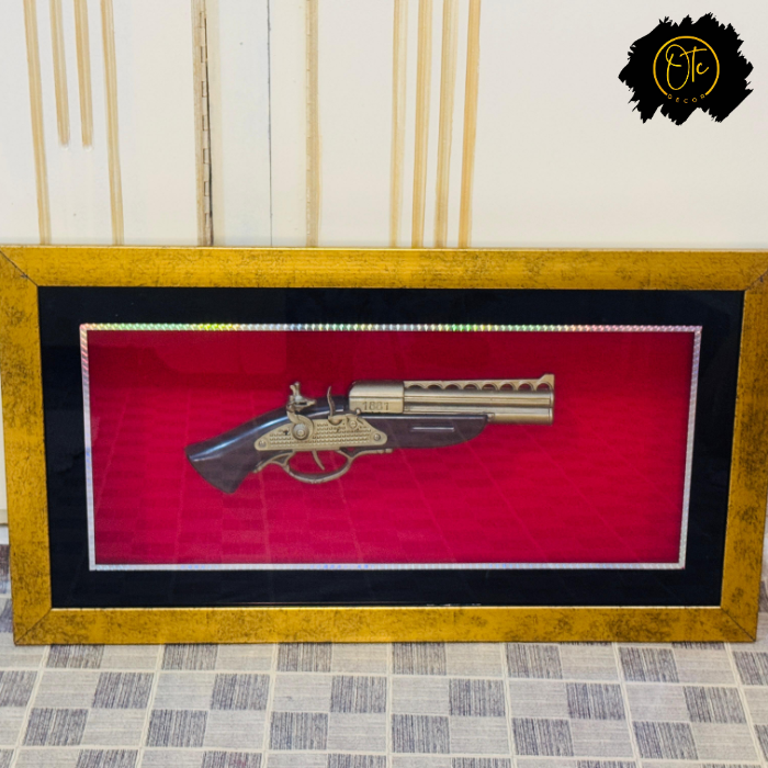 Exquisite Framed Antique Pistol Display – Luxury Wall Art for Sophisticated Interiors