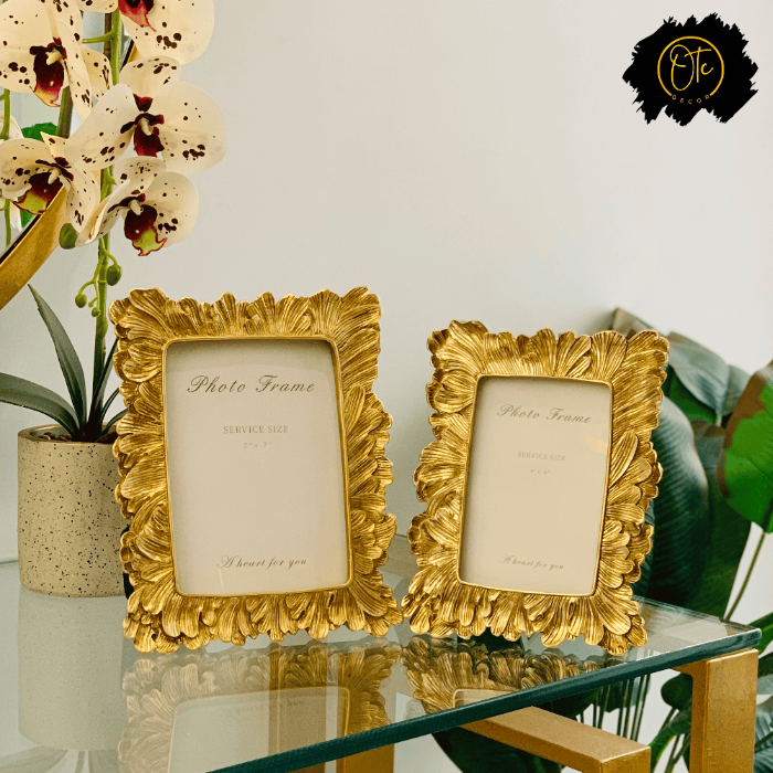 Elegant Resin Photo Frame Pair – Gold Decorative Frames for Home and Office