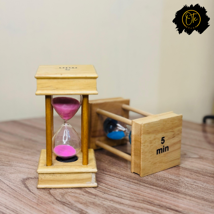 Wooden 5-Minute Sand Timer Set – Elegant Hourglass for Home, Office, and Decor