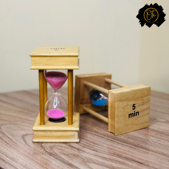 Wooden 5-Minute Sand Timer Set – Elegant Hourglass for Home, Office, and Decor