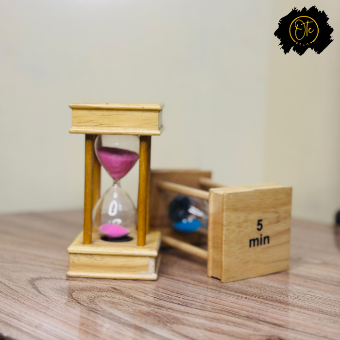 Wooden 5-Minute Sand Timer Set – Elegant Hourglass for Home, Office, and Decor